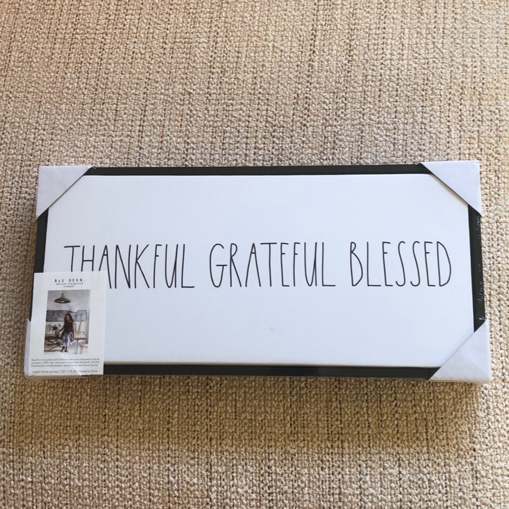 THANKFUL GRATEFUL BLESSED Sign by Rae Dunn